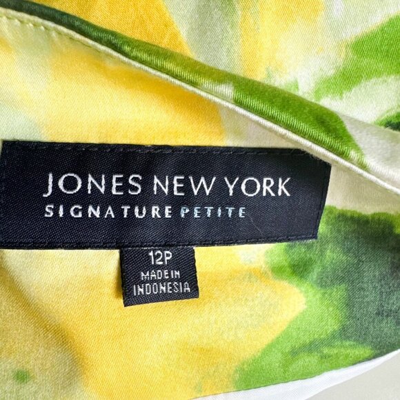 Jones New York Green Yellow Watercolor Full A line Skirt 12P - Picture 3 of 4